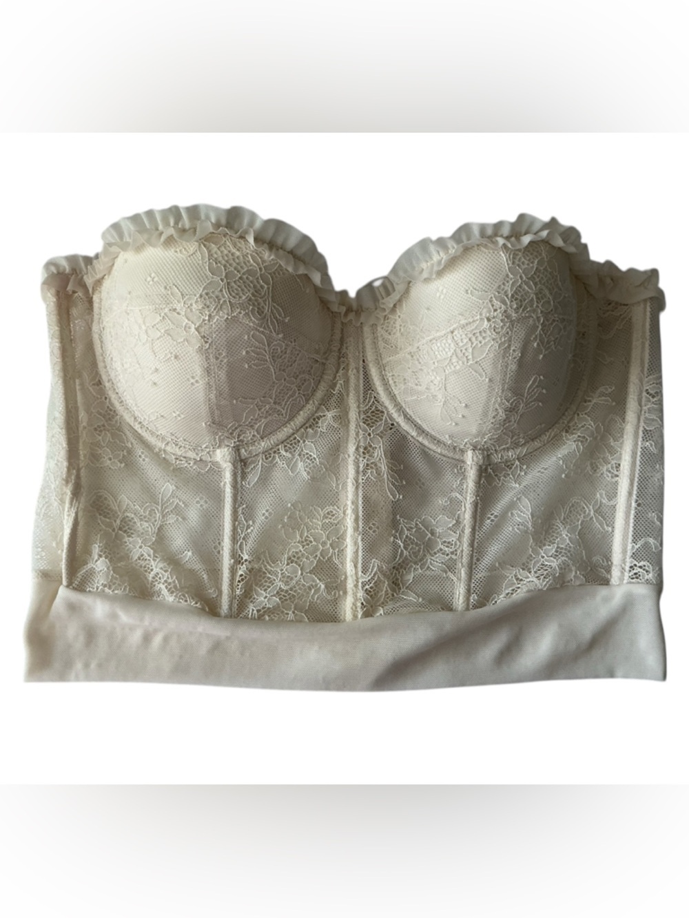 Sincerely Jules Cream Lace Longline Bustier Bra